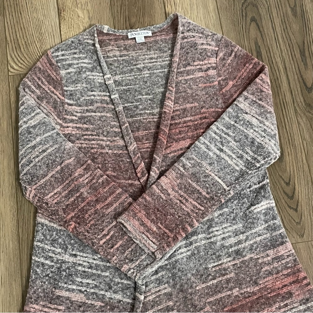 Pendleton Pink Gray Ombre Open Front Cardigan